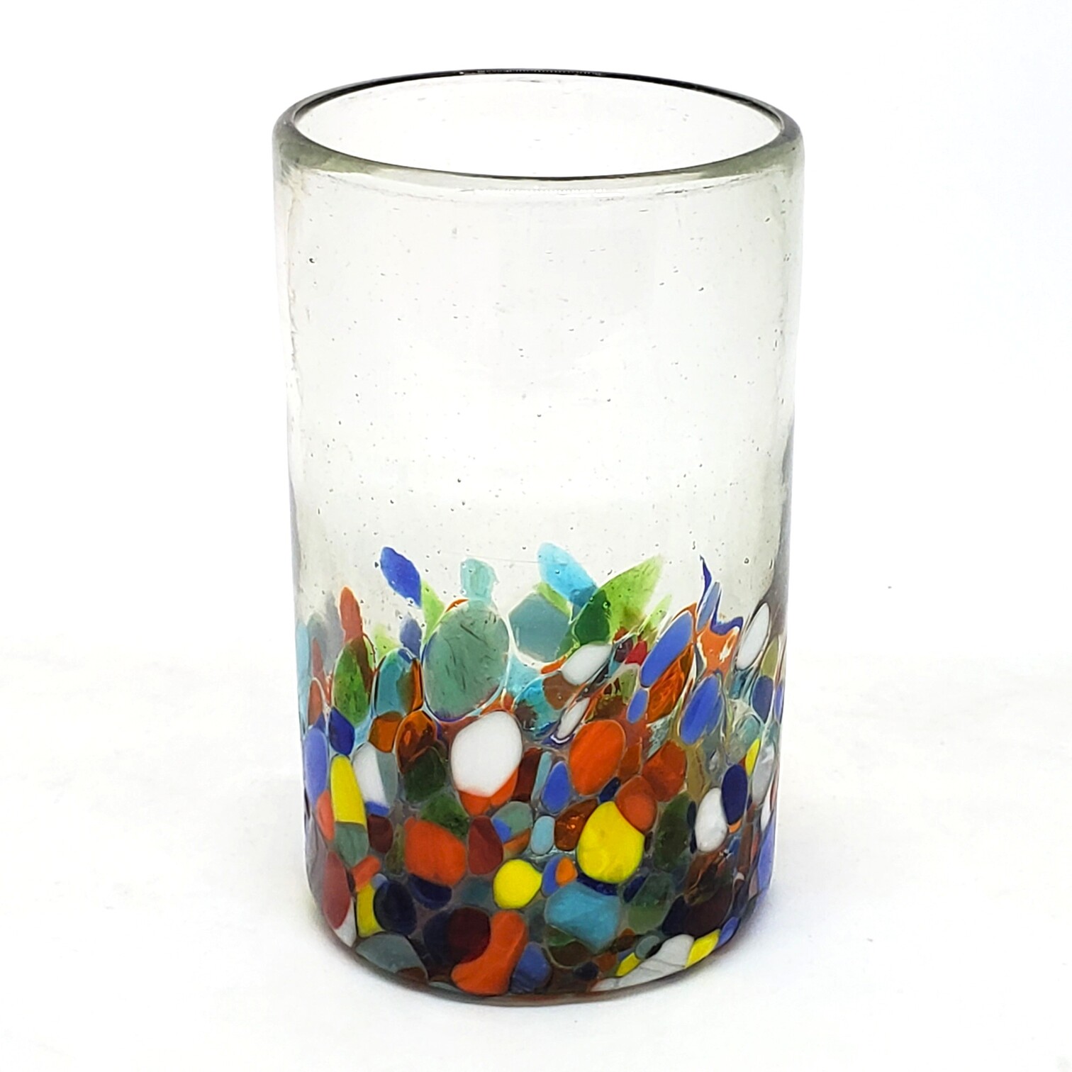 MEXICAN GLASSWARE / Clear & Confetti 14 oz Drinking Glasses (set of 6)